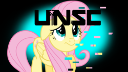 Size: 1280x720 | Tagged: safe, artist:didun850, character:fluttershy, species:pegasus, species:pony, female, glitch art, mare, solo, text, worried, youtube thumbnail