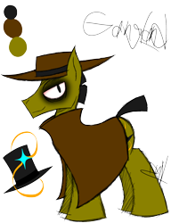 Size: 1150x1500 | Tagged: safe, artist:didun850, oc, oc only, oc:gangland, species:earth pony, species:pony, clothing, earth pony oc, fedora, hat, male, reference sheet, simple background, stallion, top hat, transparent background