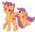 Size: 2532x2396 | Tagged: safe, artist:moonseeker, character:scootaloo, species:pegasus, species:pony, g4, chest fluff, colored eyebrows, cute, cutealoo, duality, eyebrows, female, filly, looking at each other, mare, older, older scootaloo, open mouth, open smile, ponidox, profile, raised hoof, self ponidox, simple background, smiling, solo, spread wings, time paradox, transparent background, wings