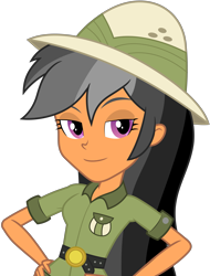 Size: 6415x8458 | Tagged: safe, artist:pink1ejack, edit, editor:slayerbvc, character:daring do, my little pony:equestria girls, absurd resolution, chestnut magnifico, clothing, female, hat, looking at you, no makeup edit, pith helmet, simple background, solo, transparent background, vector, vector edit