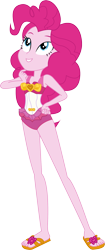 Size: 1107x2630 | Tagged: safe, artist:marcorois, character:pinkie pie, species:human, episode:x marks the spot, g4, my little pony: equestria girls, my little pony:equestria girls, clothing, cute, diapinkes, feet, female, sandals, simple background, smiling, solo, swimsuit, transparent background, vector