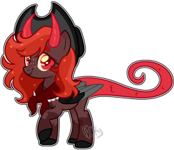 Size: 1280x1103 | Tagged: safe, artist:kurosawakuro, base used, oc, oc only, parent:big macintosh, parent:discord, parents:discomac, species:pony, clothing, cowboy hat, female, freckles, hat, horns, hybrid, interspecies offspring, magical gay spawn, mare, offspring, shawl, simple background, solo, transparent background, wings
