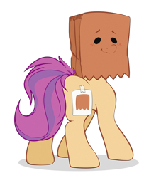 Size: 2000x2200 | Tagged: safe, artist:etoz, oc, oc:paper bag, species:earth pony, species:pony, blushing, cute, fake cutie mark, female, high res, paper bag, simple background, solo, transparent background