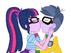Size: 1600x1200 | Tagged: safe, artist:bigpurplemuppet99, character:microchips, character:twilight sparkle, character:twilight sparkle (scitwi), species:eqg human, species:human, ship:microlight, g4, my little pony: equestria girls, my little pony:equestria girls, female, glasses, kissing, male, shipping, simple background, straight, transparent background