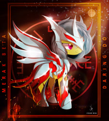 Size: 4300x4770 | Tagged: safe, artist:zidanemina, character:daring do, species:pegasus, species:pony, absurd resolution, anime, armor, crossover, female, mare, metal wing, saint seiya, smiling, solo