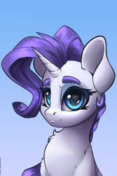 Size: 2000x3000 | Tagged: safe, artist:skitsroom, character:rarity, species:pony, species:unicorn, chest fluff, cute, female, gradient background, heart eyes, high res, looking at you, mare, raribetes, solo, wingding eyes