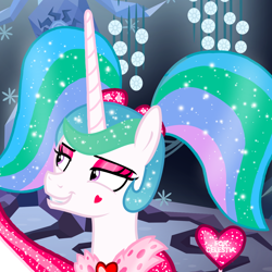 Size: 1200x1200 | Tagged: safe, artist:katya, artist:sollace, edit, editor:katya, character:princess celestia, species:alicorn, species:pony, episode:hearts and hooves day, g4, my little pony: friendship is magic, cute, heart, holiday, sparkles, valentine's day