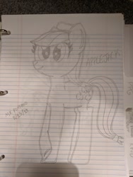 Size: 960x1280 | Tagged: safe, artist:nightshadowmlp, character:applejack, species:earth pony, species:pony, applejack's hat, clothing, cowboy hat, female, hat, lined paper, mare, smiling, solo, traditional art