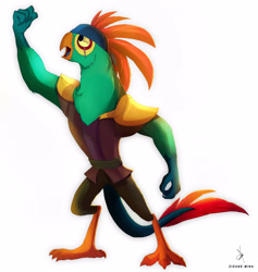 Size: 3226x3400 | Tagged: safe, artist:zidanemina, character:mullet, species:anthro, species:bird, species:parrot, my little pony: the movie (2017), clothing, high res, male, open mouth, parrot pirates, pirate, simple background, solo, white background