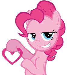 Size: 7003x7882 | Tagged: safe, artist:mrkat7214, character:pinkie pie, species:earth pony, species:pony, absurd resolution, female, heart, hello pinkie pie, lidded eyes, looking at you, mare, show accurate, simple background, smiling, smirk, solo, transparent background, vector