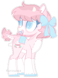 Size: 764x1032 | Tagged: safe, artist:kurosawakuro, artist:nocturnal-moonlight, base used, oc, oc only, species:earth pony, species:pony, bow, female, hair bow, pacifier, simple background, solo, teenager, transparent background, white outline