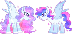 Size: 7788x3708 | Tagged: safe, artist:kurosawakuro, base used, oc, oc only, parent:oc:daydreamer, parent:oc:shooting star, parents:oc x oc, species:pegasus, species:pony, absurd resolution, female, heart eyes, mare, offspring, offspring's offspring, simple background, transparent background, wingding eyes