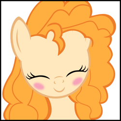 Size: 1600x1600 | Tagged: safe, artist:mrkat7214, character:pear butter, species:earth pony, species:pony, blushing, cute, eyes closed, female, simple background, smiling, solo, white background