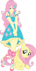 Size: 3073x6000 | Tagged: safe, artist:pink1ejack, character:fluttershy, species:human, species:pegasus, species:pony, my little pony:equestria girls, absurd resolution, bare shoulders, bishoujo, bow, butterfly, clothing, cute, dress, human ponidox, humanized, jewelry, ponidox, sandals, self ponidox, shoulderless, shyabetes, simple background, sitting, spread wings, transparent background, vector, wings