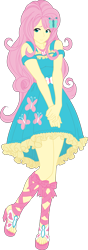 Size: 2111x6000 | Tagged: safe, artist:pink1ejack, character:fluttershy, species:human, my little pony:equestria girls, absurd resolution, bare shoulders, bishoujo, bow, butterfly, clothing, cute, dress, humanized, jewelry, sandals, shoulderless, shyabetes, simple background, transparent background, vector, wings