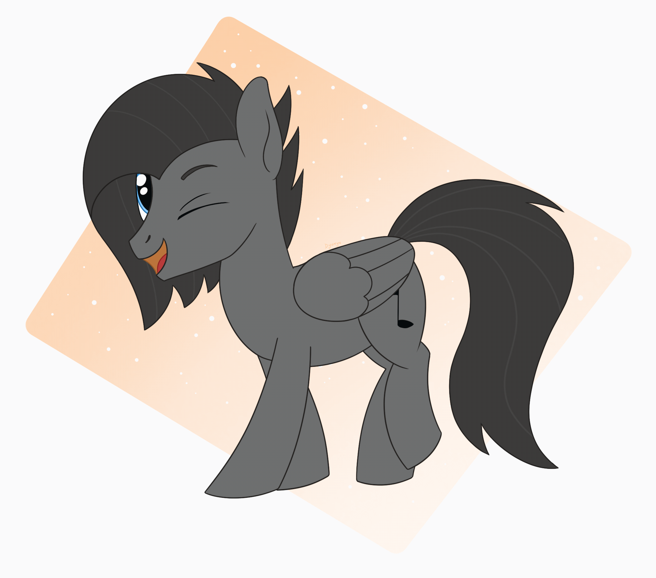 Size: 2100x1853 | Tagged: safe, artist:dyonys, oc, oc:tanner, species:pegasus, species:pony, animated, dancing, male, one eye closed, open mouth, raised hoof, show accurate, stallion, wink