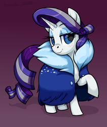 Size: 2272x2696 | Tagged: safe, artist:moonseeker, character:rarity, species:pony, species:unicorn, episode:the last problem, g4, my little pony: friendship is magic, cloak, clothing, female, looking at you, mare, older, older rarity, skunk stripe, solo