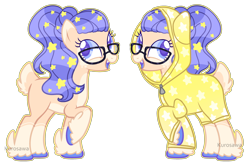 Size: 3396x2208 | Tagged: safe, artist:kurosawakuro, base used, oc, species:earth pony, species:pony, deer tail, fangs, female, glasses, mare, outline, raincoat, simple background, solo, transparent background, unshorn fetlocks
