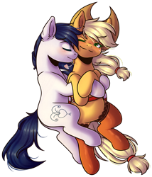 Size: 1024x1197 | Tagged: safe, artist:ak4neh, character:applejack, oc, oc:constance everheart, species:earth pony, species:pony, canon x oc, couple, everjack, female, male, mare, shipping, simple background, stallion, straight, transparent background
