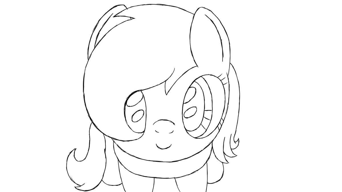 Size: 1200x675 | Tagged: safe, artist:spritepony, oc, oc only, oc:snow frost, species:earth pony, species:pony, animated, badumsquish's kitties, cute, dialogue, earth pony oc, lineart, looking at you, ocbetes, offscreen character, sitting, sketch, smiling, speech, speech bubble, text