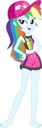 Size: 3658x10963 | Tagged: safe, artist:marcorois, character:rainbow dash, g4, my little pony: equestria girls, my little pony:equestria girls, absurd resolution, cap, clothing, female, geode of super speed, hat, magical geodes, midriff, open mouth, shorts, simple background, solo, swimsuit, transparent background, vector