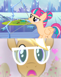 Size: 1020x1284 | Tagged: safe, artist:berrypunchrules, edit, screencap, character:sour sweet, character:trenderhoof, species:pony, episode:equestria games, episode:games ponies play, episode:simple ways, g4, my little pony: friendship is magic, equestria girls ponified, female, male, ponified, shipping, shipping domino, sourhoof, straight