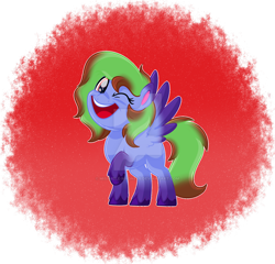 Size: 1280x1227 | Tagged: safe, artist:missmele-madness, oc, species:pegasus, species:pony, my little pony:pony life, deviantart watermark, female, mare, obtrusive watermark, one eye closed, solo, two toned wings, watermark, wings, wink