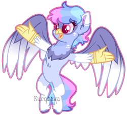 Size: 780x704 | Tagged: safe, artist:kurosawakuro, base used, oc, parent:gilda, parent:rainbow dash, parents:gildash, species:hippogriff, female, interspecies offspring, magical lesbian spawn, offspring, outline, simple background, solo, transparent background, two toned wings, watermark, wings
