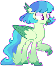 Size: 1240x1464 | Tagged: safe, artist:kurosawakuro, base used, oc, parent:princess skystar, parent:rainbow dash, species:classical hippogriff, species:hippogriff, female, interspecies offspring, magical lesbian spawn, offspring, outline, parents:skydash, simple background, solo, transparent background