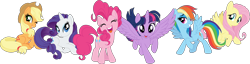 Size: 10002x2546 | Tagged: safe, artist:pink1ejack, character:applejack, character:fluttershy, character:pinkie pie, character:rainbow dash, character:rarity, character:twilight sparkle, character:twilight sparkle (alicorn), species:alicorn, species:earth pony, species:pegasus, species:pony, species:unicorn, my little pony: the movie (2017), absurd resolution, applejack's hat, clothing, cowboy hat, cute, dashabetes, eyes closed, eyeshadow, female, freckles, hat, jackabetes, looking at you, mane six, mare, one eye closed, open mouth, raised hoof, raribetes, shyabetes, simple background, sitting, smiling, spread wings, stock vector, three quarter view, transparent background, twiabetes, vector, wings, wink