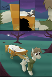 Size: 1280x1897 | Tagged: safe, artist:mr100dragon100, oc, species:pegasus, species:pony, comic:new beginnings and new friends, comic, dark forest au's matthew, dead body, mare in the moon, moon, tree, wagon