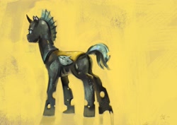Size: 4096x2897 | Tagged: safe, artist:toisanemoif, species:changeling, solo, yellow changeling