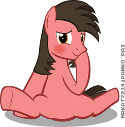 Size: 5901x6000 | Tagged: safe, artist:mrkat7214, oc, oc only, oc:ace play, species:earth pony, species:pony, absurd resolution, blushing, facial hair, goatee, hoof over mouth, male, simple background, sitting, solo, stallion, transparent background, vector