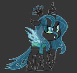 Size: 1600x1502 | Tagged: safe, artist:missmele-madness, character:queen chrysalis, species:changeling, changeling queen, chibi, cute, cutealis, deviantart watermark, female, obtrusive watermark, simple background, solo, watermark