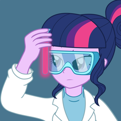 Size: 5000x5000 | Tagged: safe, artist:pink1ejack, character:twilight sparkle, character:twilight sparkle (scitwi), species:eqg human, my little pony:equestria girls, absurd resolution, clothing, female, lab coat, safety goggles, simple background, solo, test tube, vector
