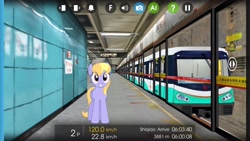 Size: 2560x1440 | Tagged: safe, artist:bluemeganium, editor:topsangtheman, character:cloud kicker, species:pegasus, species:pony, china, guangzhou, looking at you, train, train station