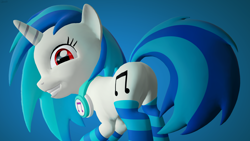 Size: 3840x2160 | Tagged: safe, artist:agkandphotomaker2000, character:dj pon-3, character:vinyl scratch, species:pony, species:unicorn, 3d, butt, clothing, flank, headphones, looking at you, smiling, socks, source filmmaker, striped socks