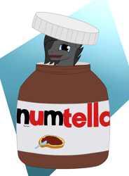 Size: 1511x2048 | Tagged: safe, artist:dyonys, oc, oc only, oc:tanner, species:pegasus, species:pony, food, jar, male, nutella, satisfied, smiling, stallion