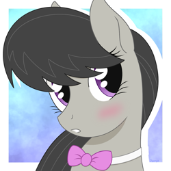 Size: 1109x1109 | Tagged: safe, artist:dyonys, character:octavia melody, species:earth pony, species:pony, blushing, bow tie, bust, cute, female, mare, open mouth, solo, tavibetes