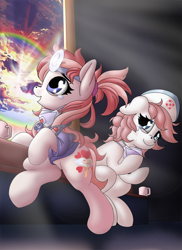 Size: 838x1150 | Tagged: safe, artist:manifest harmony, character:nurse redheart, oc, oc:manifest harmony, species:earth pony, species:pony, series:save the world, g4, my little pony: friendship is magic, coronavirus, covid-19, crying, cup, face mask, heart eyes, heart nostrils, positive message, positive ponies, sonic rainboom, stethoscope, tears of joy, teary eyes, wingding eyes