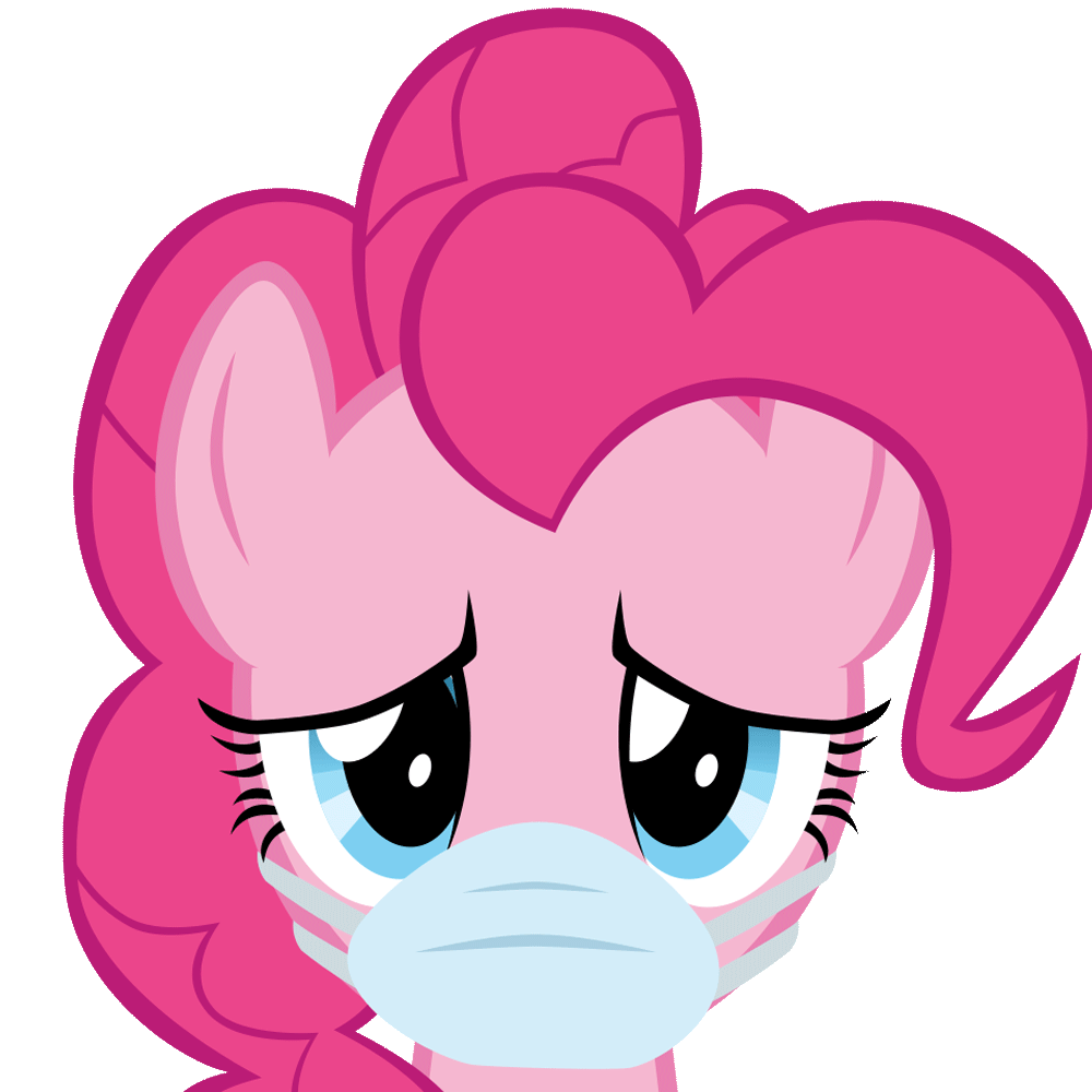 Size: 1000x1000 | Tagged: safe, artist:mrkat7214, character:pinkie pie, species:earth pony, species:pony, animated, blinking, coronavirus, covid-19, cute, diapinkes, eye shimmer, face mask, female, looking at you, n95, respirator, sad, sadorable, simple background, solo, sweet dreams fuel, transparent background