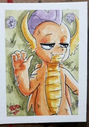 Size: 1436x2048 | Tagged: safe, artist:raph13th, character:smolder, traditional art, watercolor painting