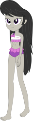 Size: 3271x11967 | Tagged: safe, artist:marcorois, character:octavia melody, episode:x marks the spot, g4, my little pony: equestria girls, my little pony:equestria girls, bare shoulders, barefoot, bikini, bikini babe, bow, clothing, cute, feet, female, frilled swimsuit, legs, lidded eyes, midriff, simple background, smiling, solo, swimsuit, tavibetes, transparent background, tricolor swimsuit, vector, walking