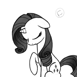 Size: 800x800 | Tagged: safe, artist:nimaru, character:rarity, species:pony, eyes closed, female, monochrome, solo