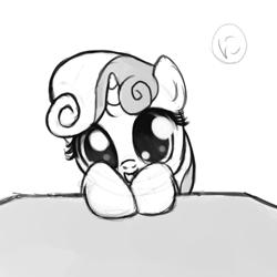 Size: 800x800 | Tagged: safe, artist:nimaru, character:sweetie belle, species:pony, cute, diasweetes, female, monochrome, solo