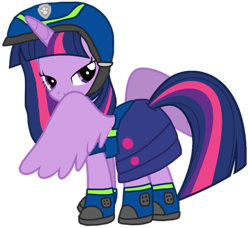 Size: 1138x1040 | Tagged: safe, artist:pink1ejack, artist:徐詩珮, edit, character:twilight sparkle, character:twilight sparkle (alicorn), species:alicorn, species:pony, series:sprglitemplight diary, series:sprglitemplight life jacket days, series:springshadowdrops diary, series:springshadowdrops life jacket days, alternate universe, chase (paw patrol), clothing, female, paw patrol, simple background, solo, spy chase (paw patrol), stupid sexy twilight, transparent background, vector edit