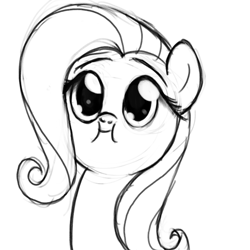 Size: 800x800 | Tagged: safe, artist:nimaru, character:fluttershy, species:pony, :i, bust, cute, female, monochrome, portrait, puffy cheeks, shyabetes, solo