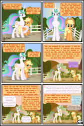 Size: 3255x4838 | Tagged: safe, artist:gutovi, character:applejack, character:fluttershy, character:pinkie pie, character:princess celestia, character:rainbow dash, character:rarity, character:twilight sparkle, character:twilight sparkle (alicorn), species:alicorn, species:earth pony, species:pegasus, species:pony, species:unicorn, comic:why me!?, ship:applelestia, alternate ending, alternate hairstyle, comic, explicit series, female, lesbian, mane six, missing accessory, pigtails, shipping, sun, sunrise, sweet apple acres