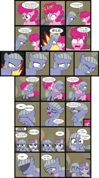 Size: 2208x3966 | Tagged: safe, artist:magerblutooth, character:limestone pie, character:maud pie, character:pinkie pie, species:earth pony, species:pony, ..., angry, comic, commission, crying, eyes closed, female, filly, filly limestone pie, filly maud pie, filly pinkie pie, hidden eyes, hug, limetsun pie, tsundere, wavy mouth, younger