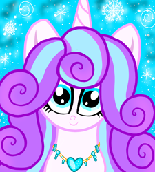 Size: 1350x1500 | Tagged: safe, artist:katya, character:princess flurry heart, species:alicorn, species:pony, adult, female, jewelry, older, older flurry heart, snow, snowfall, solo